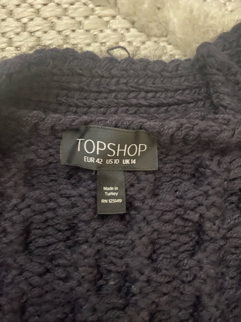 Topshop Navy Cable-Knit Open Cardigan